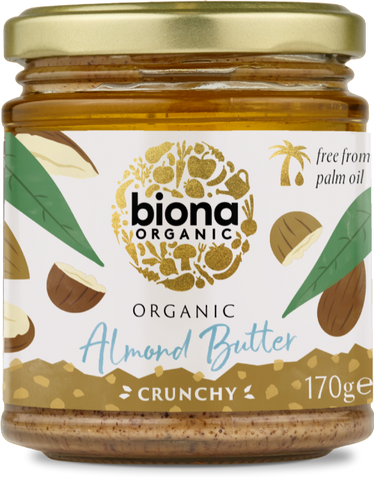 BIONA Organic Almond Butter - Crunchy 170g (Pack of 6)