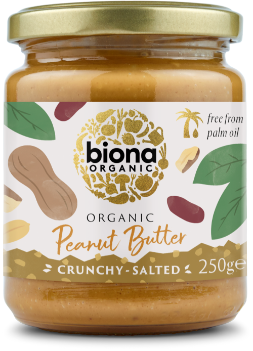 BIONA Organic Peanut Butter - Crunchy / Salted 250g (Pack of 6)