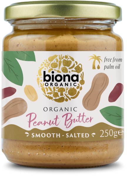 BIONA Organic Peanut Butter - Smooth / Salted 250g (Pack of 6)