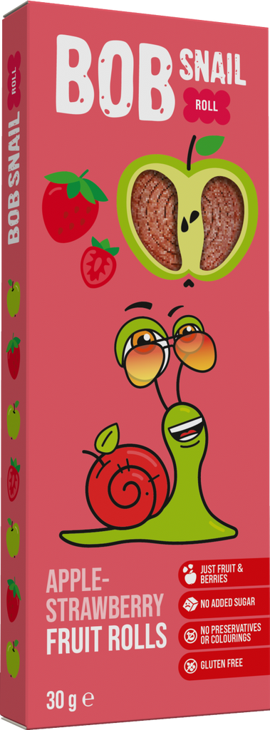 BOB SNAIL Apple-Strawberry Fruit Rolls 30g (Pack of 24)