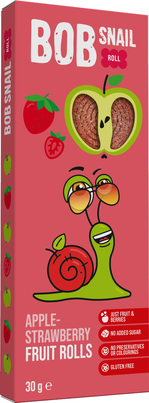 BOB SNAIL Apple-Strawberry Fruit Rolls 30g (Pack of 24)