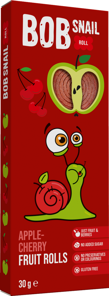 BOB SNAIL Apple-Cherry Fruit Rolls 30g (Pack of 24)