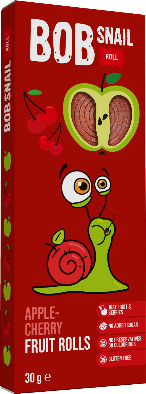 BOB SNAIL Apple-Cherry Fruit Rolls 30g (Pack of 24)