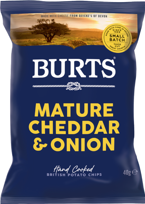 BURTS Potato Chips - Mature Cheddar & Onion 40g (Pack of 20)