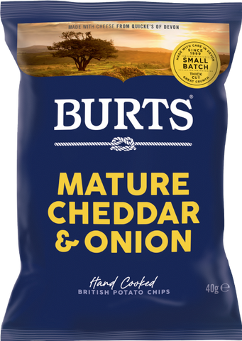 BURTS Potato Chips - Mature Cheddar & Onion 40g (Pack of 20)