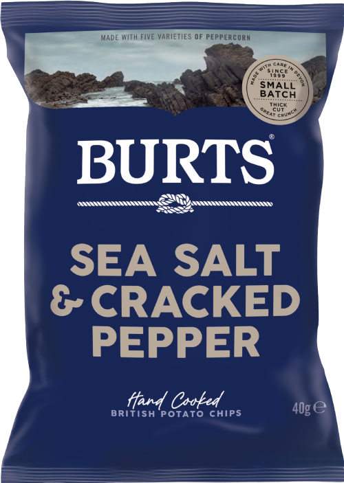 BURTS Potato Chips - Sea Salt & Cracked Pepper 40g (Pack of 20)