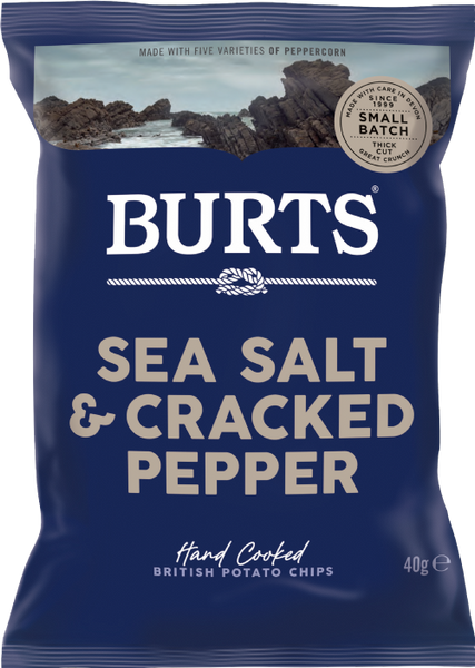 BURTS Potato Chips - Sea Salt & Cracked Pepper 40g (Pack of 20)