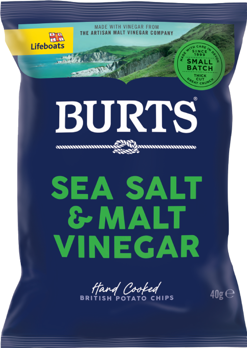 BURTS Potato Chips - Sea Salt & Malt Vinegar 40g (Pack of 20)