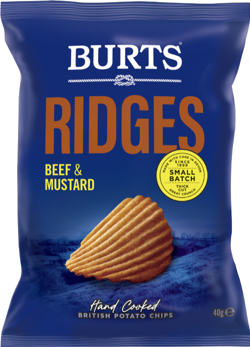 BURTS Potato Chips Ridges - Beef & Mustard 40g (Pack of 20)