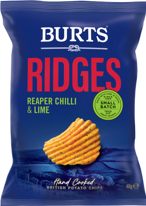 BURTS Potato Chips Ridges - Reaper Chilli & Lime 40g (Pack of 20)