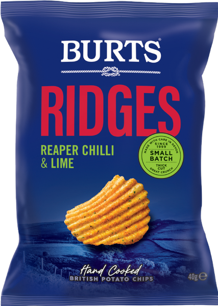 BURTS Potato Chips Ridges - Reaper Chilli & Lime 40g (Pack of 20)