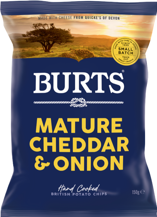 BURTS Potato Chips - Mature Cheddar & Onion 150g (Pack of 10)