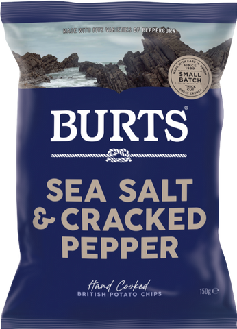 BURTS Potato Chips - Sea Salt & Cracked Pepper 150g (Pack of 10)