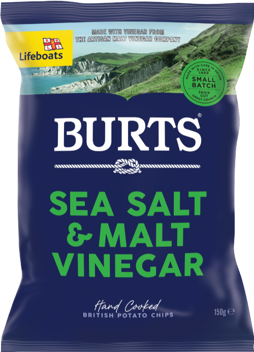 BURTS Potato Chips - Sea Salt & Malt Vinegar 150g (Pack of 10)