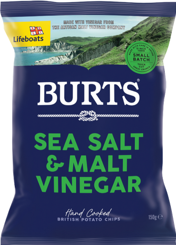 BURTS Potato Chips - Sea Salt & Malt Vinegar 150g (Pack of 10)