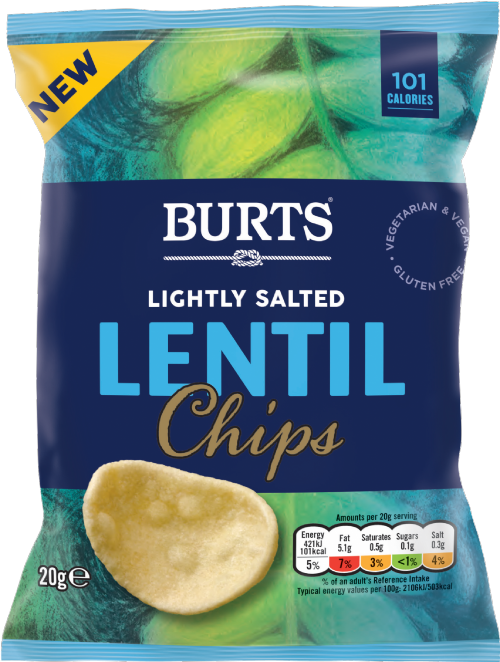 BURTS Lentil Chips - Lightly Salted 20g (Pack of 16)