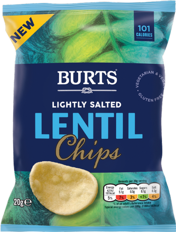 BURTS Lentil Chips - Lightly Salted 20g (Pack of 16)