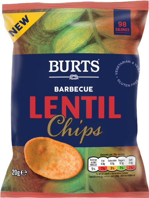 BURTS Lentil Chips - Barbecue 20g (Pack of 16)