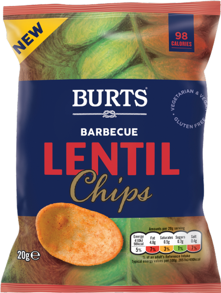 BURTS Lentil Chips - Barbecue 20g (Pack of 16)