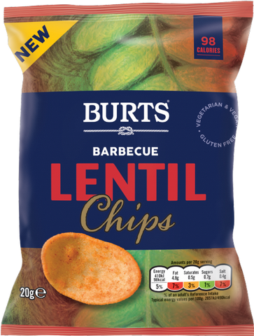 BURTS Lentil Chips - Barbecue 20g (Pack of 16)