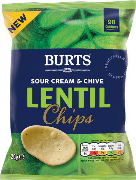 BURTS Lentil Chips - Sour Cream & Chive 20g (Pack of 16)