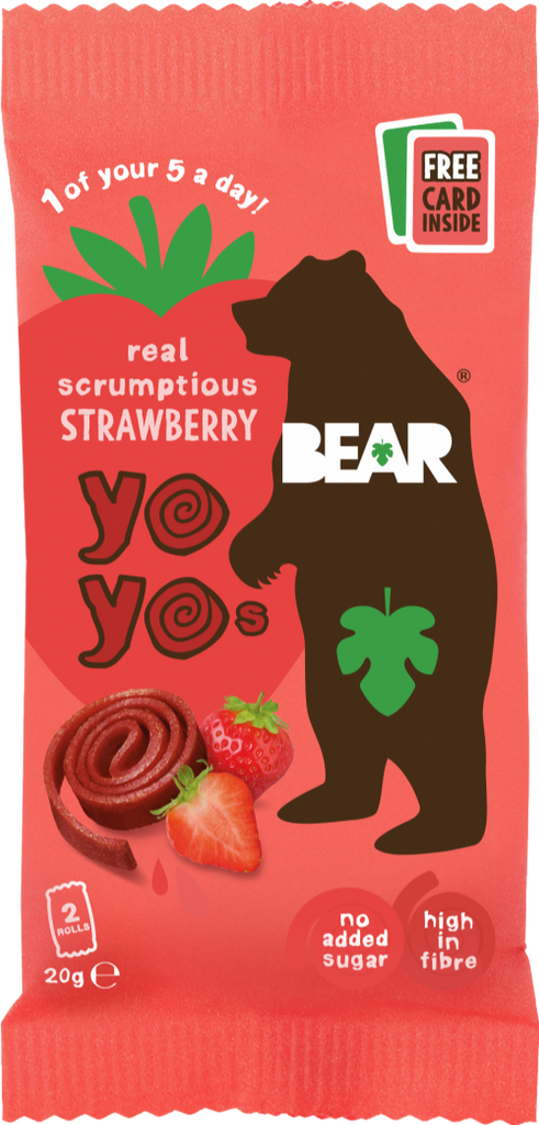 BEAR Yoyos Pure Fruit - Strawberry 20g (Pack of 18)