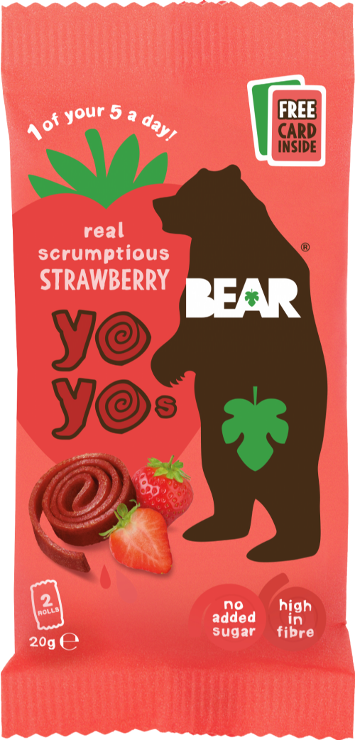 BEAR Yoyos Pure Fruit - Strawberry 20g (Pack of 18)