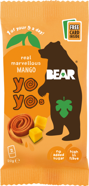 BEAR Yoyos Pure Fruit - Mango 20g (Pack of 18)