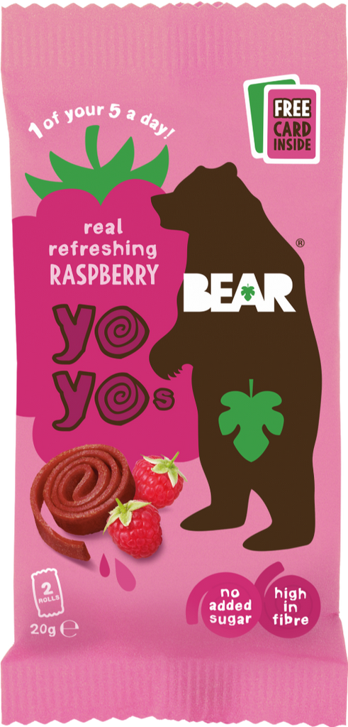 BEAR Yoyos Pure Fruit - Raspberry 20g (Pack of 18)