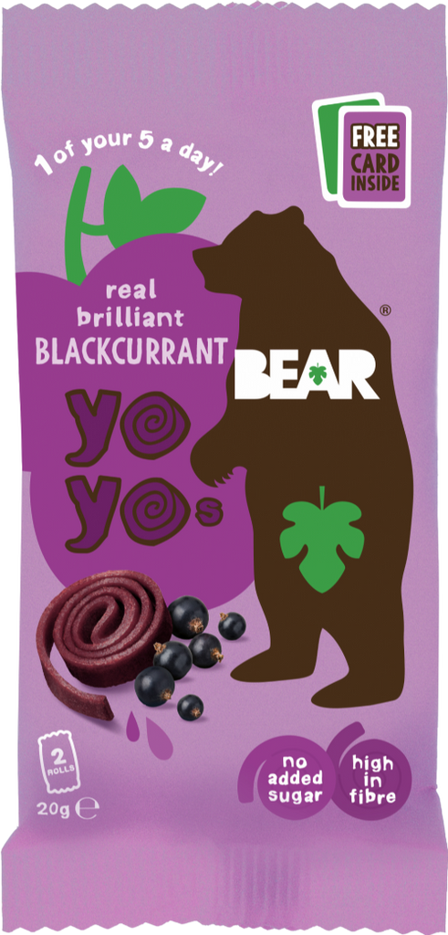 BEAR Yoyos Pure Fruit - Blackcurrant 20g (Pack of 18)