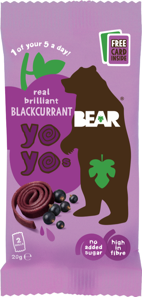 BEAR Yoyos Pure Fruit - Blackcurrant 20g (Pack of 18)