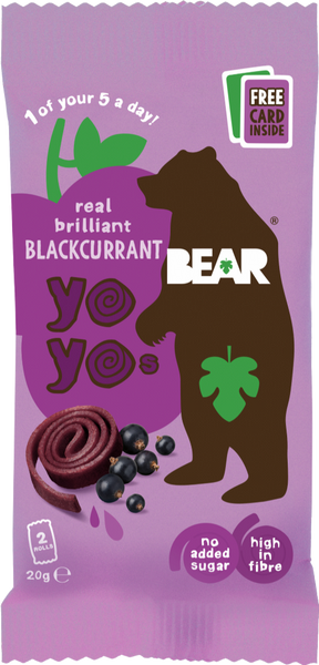 BEAR Yoyos Pure Fruit - Blackcurrant 20g (Pack of 18)