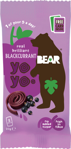 BEAR Yoyos Pure Fruit - Blackcurrant 20g (Pack of 18)