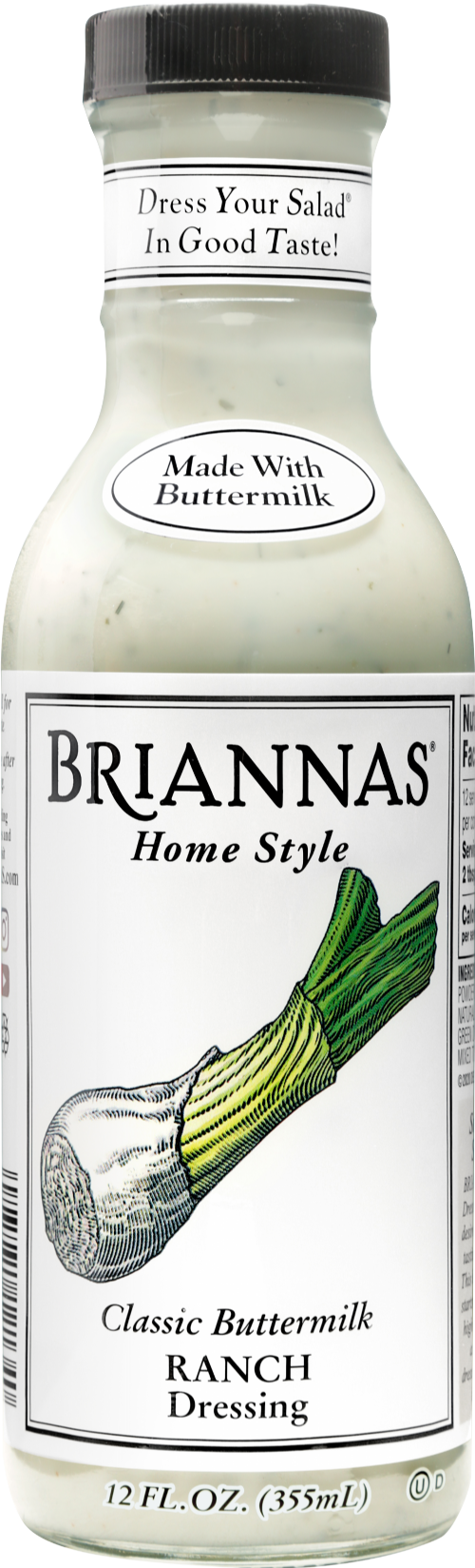 BRIANNAS Home Style Classic Buttermilk Ranch Dressing 355ml (Pack of 6)