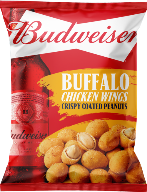 BUDWEISER Buffalo Chicken Wings Crispy Coated Peanuts 150g (Pack of 7)