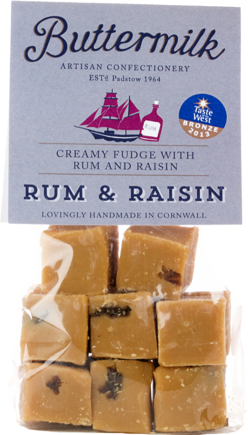 BUTTERMILK Rum & Raisin Fudge 175g (Pack of 16)