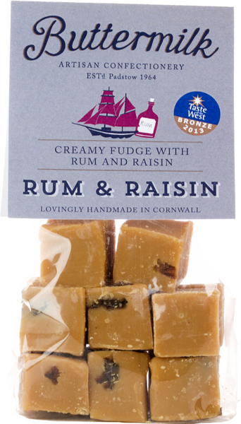 BUTTERMILK Rum & Raisin Fudge 175g (Pack of 16)