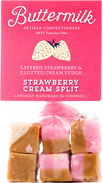 BUTTERMILK Strawberry Cream Split Fudge 175g (Pack of 16)