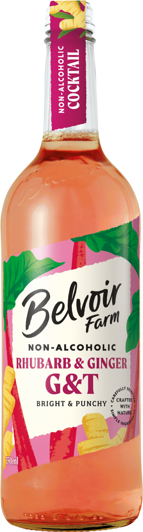 BELVOIR Non-Alcoholic Rhubarb & Ginger G&T 75cl (Pack of 6)