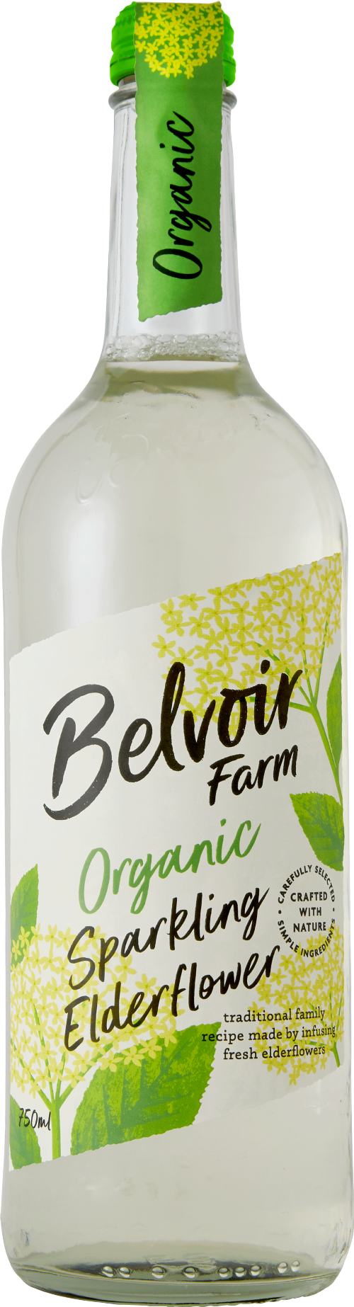 BELVOIR Organic Sparkling Elderflower 75cl (Pack of 6)