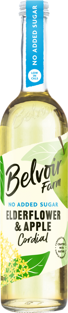 BELVOIR No Added Sugar Elderflower & Apple Cordial 50cl (Pack of 6)