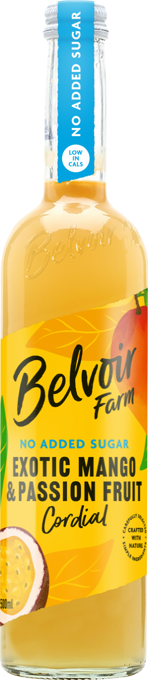 BELVOIR No Added Sugar Cordial Mango & Passion Fruit 50cl (Pack of 6)