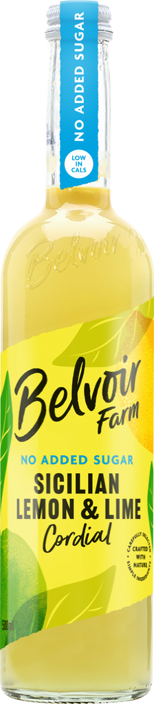 BELVOIR No Added Sugar Sicilian Lemon & Lime Cordial 50cl (Pack of 6)