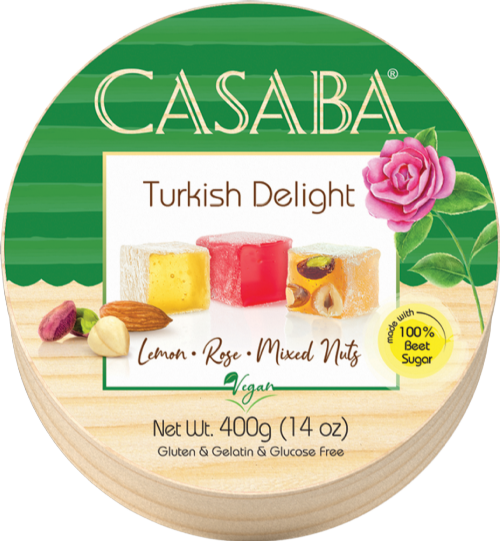 CASABA Mixed Turkish Delight - Wooden Drum 400g (Pack of 12)