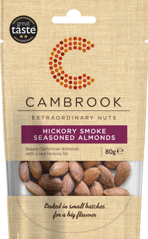 CAMBROOK Hickory Smoke Flavour Almonds 80g (Pack of 9)