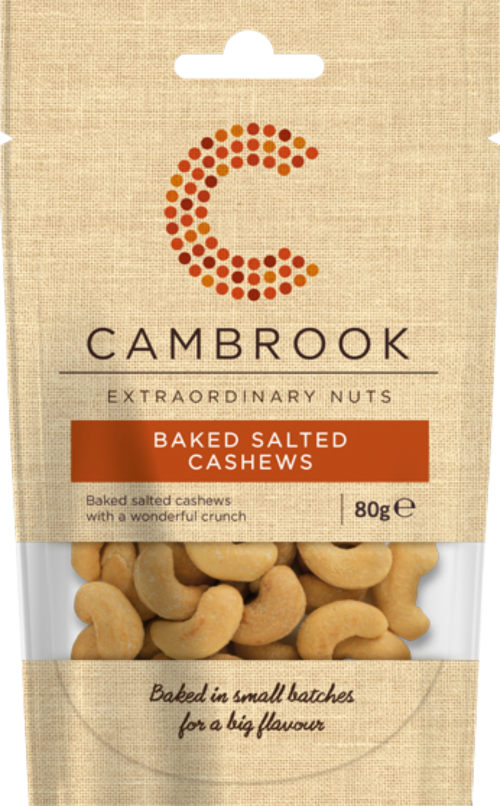 CAMBROOK Baked Salted Cashews 80g (Pack of 9)