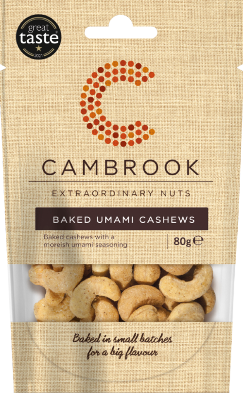 CAMBROOK Baked Umami Cashews 80g (Pack of 9)