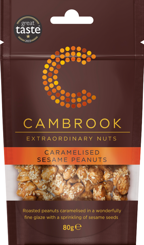 CAMBROOK Caramelised Sesame Peanuts 80g (Pack of 9)