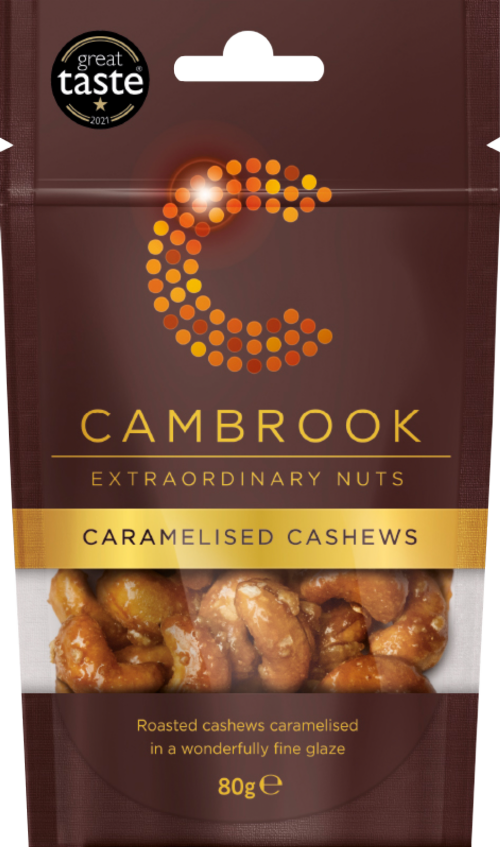 CAMBROOK Caramelised Cashews 80g (Pack of 9)