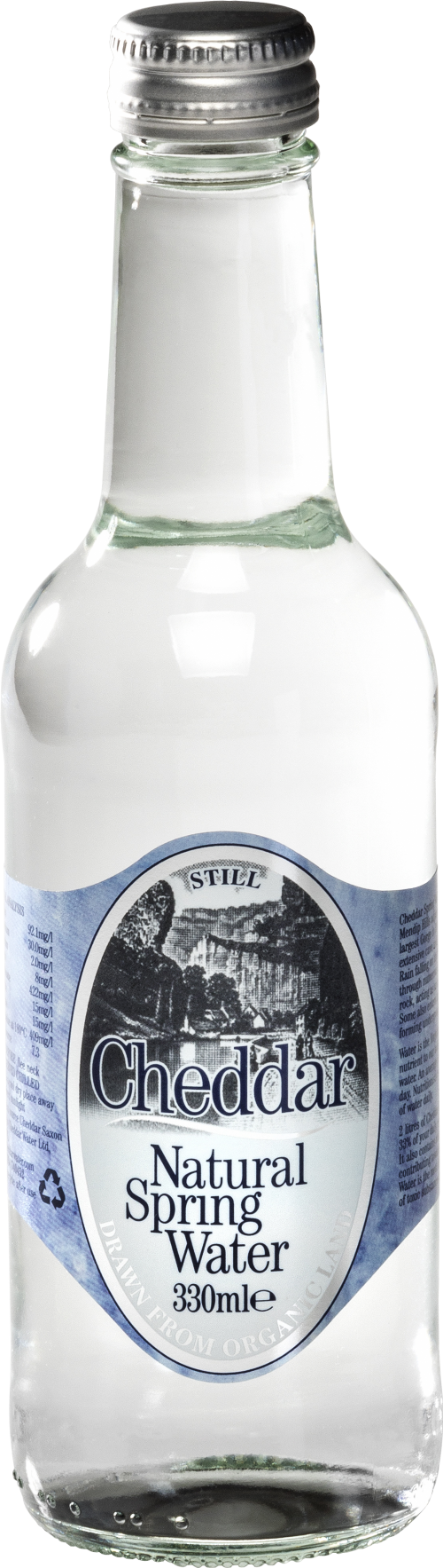 CHEDDAR Natural Spring Water - Still Glass Bottle 330ml (Pack of 24)